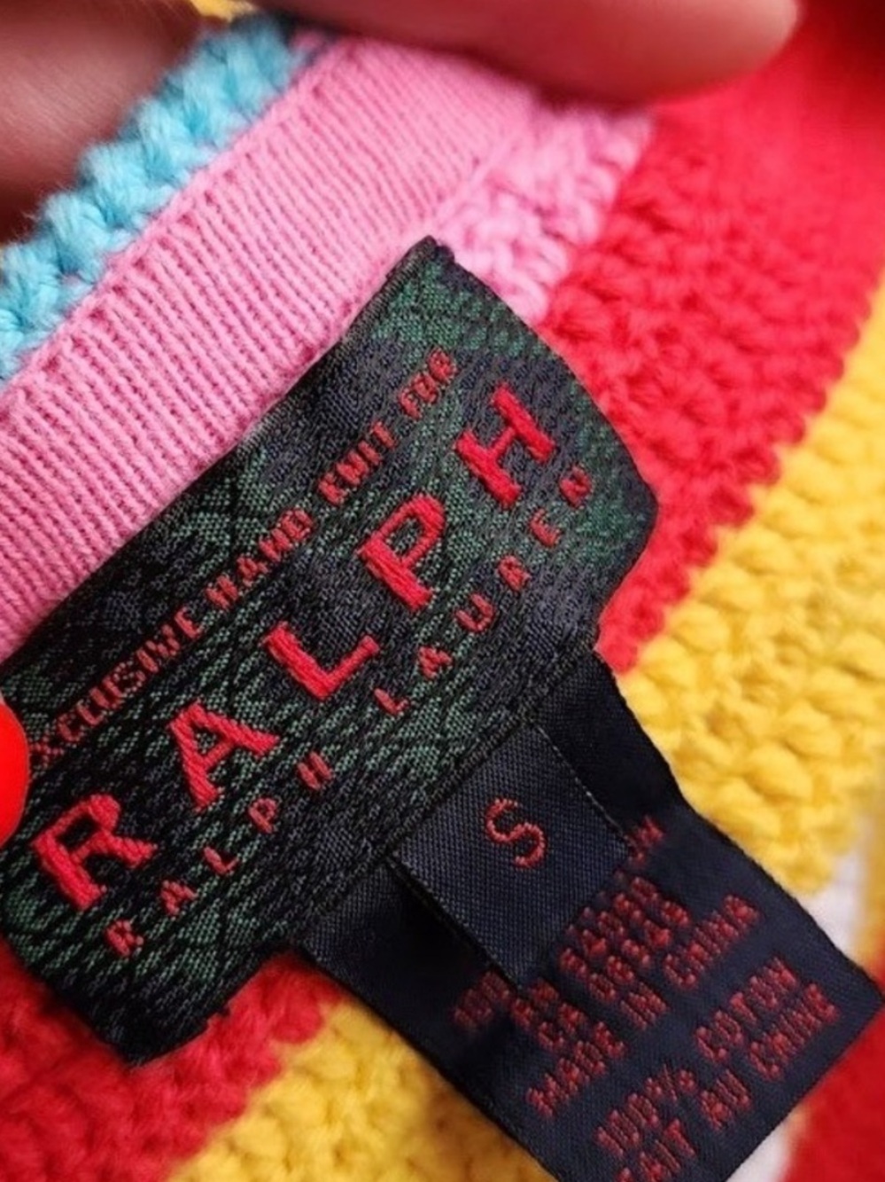 RALPH by Ralph Lauren 90s Rainbow Crochet Halter Top Y2K Size S - Picture 3 of 4
